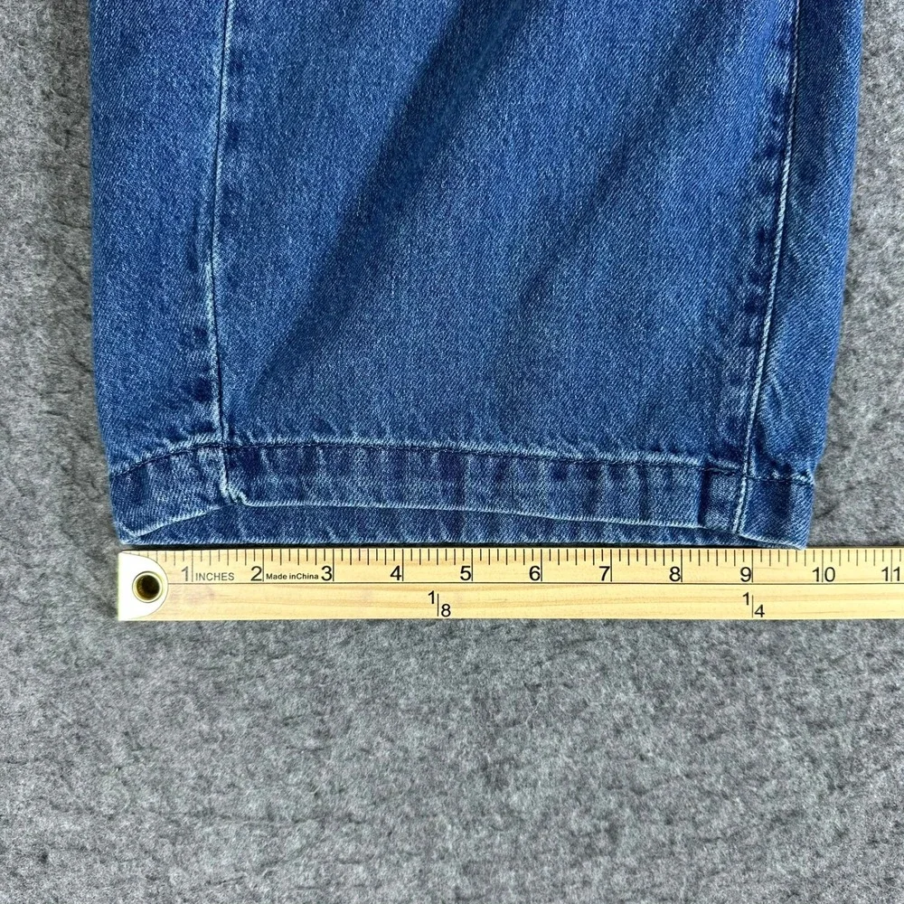 Zara Women XL Blue Denim Wide Leg Culottes High Rise Elastic Waist Cropped Pants